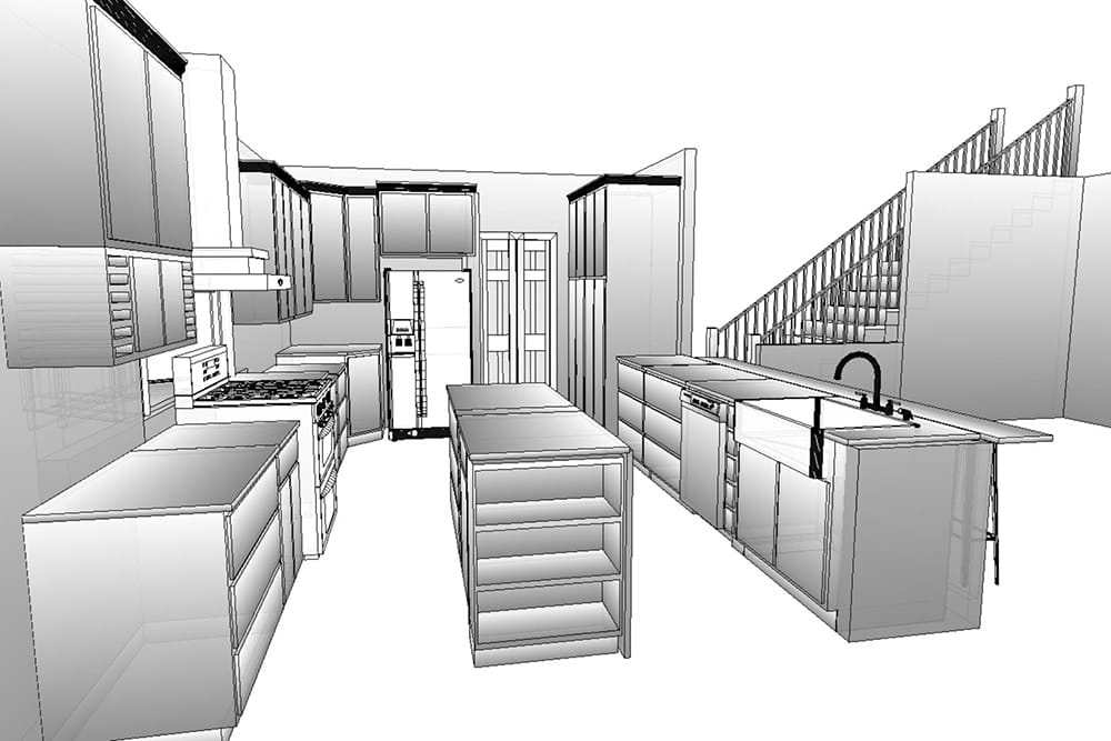 Mission Ridge kitchen 3D redesign rendering prepared before reconstruction