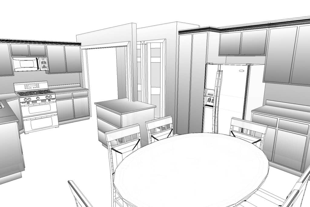 San Maria dining room 3D redesign rendering prepared before reconstruction